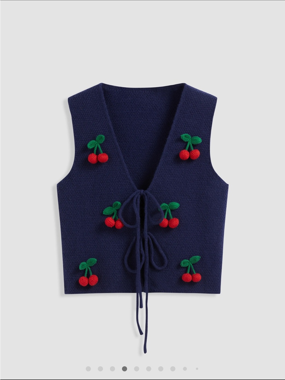 Cherry Embroidered Knit Vest